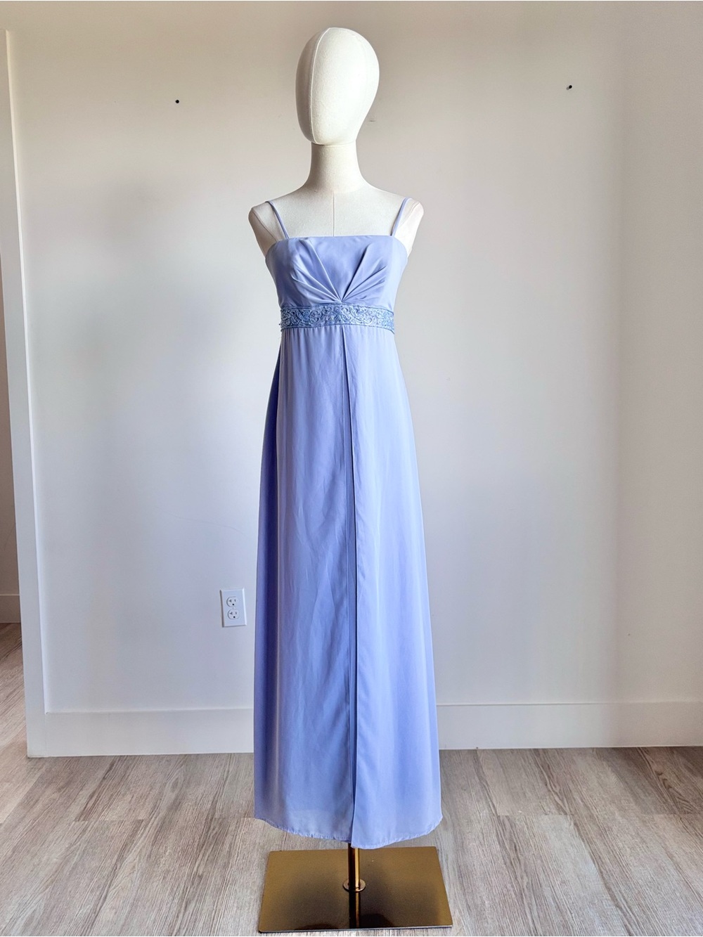 michaelangelo lavender periwinkle beaded empire waist maxi dress size 4